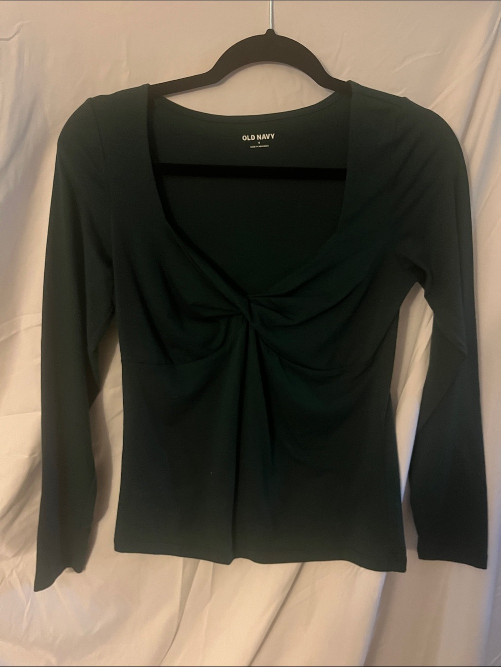 Old Navy Women's Forest Green Twist-Front Long Sleeve Top